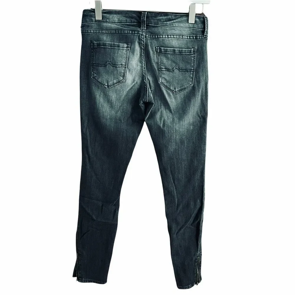 Arizona Black Distressed Skinny Jeans Zipper Hems‎